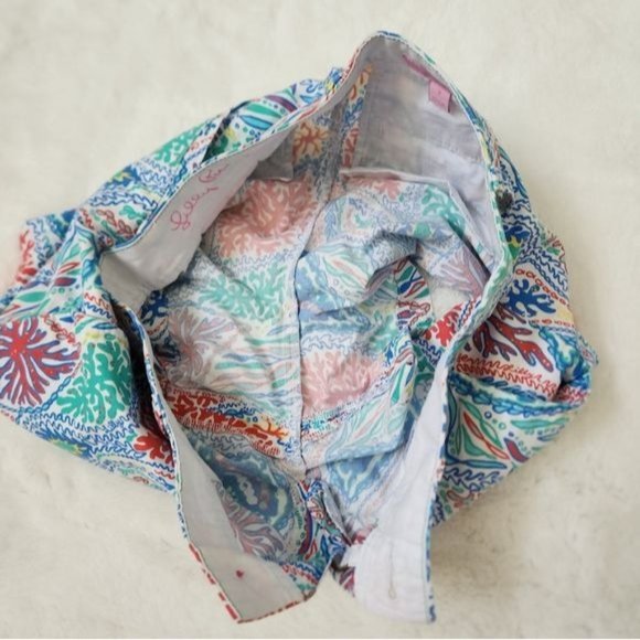 Lilly Pulitzer Callahan Short Multi Let Minnow Coral Blue Size 2 - Picture 7 of 8